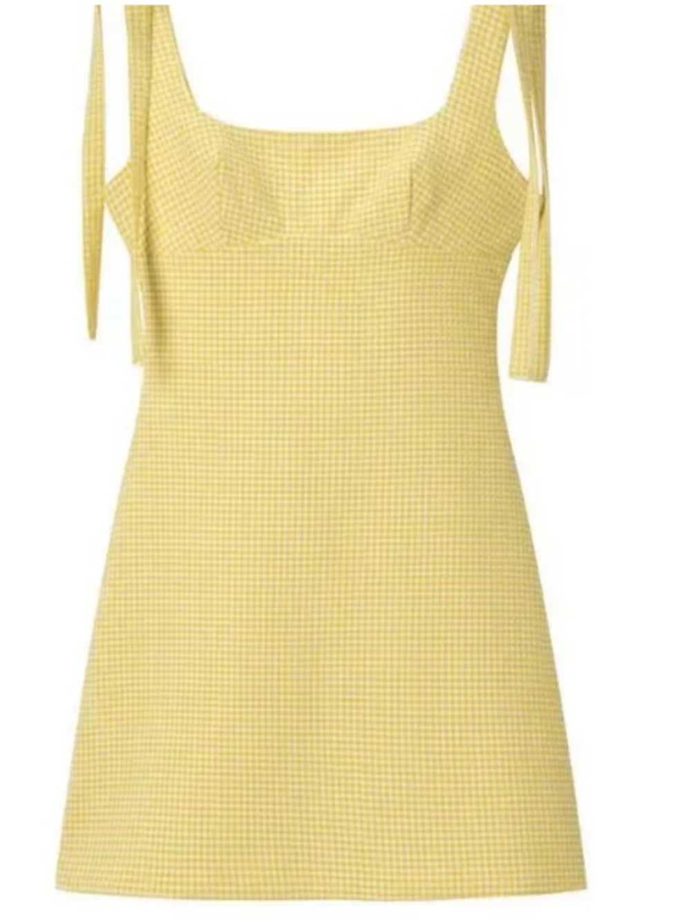 Yellow Gingham Tie Strap Mini Dress | Lemon Market Vacation Dress - Picture 5 of 5